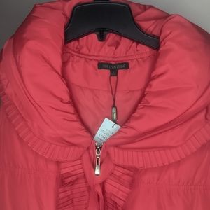 For Cynthia Red Ruffled Puffy Vest NWT